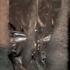 Next Metallic Silver Heeled Boots